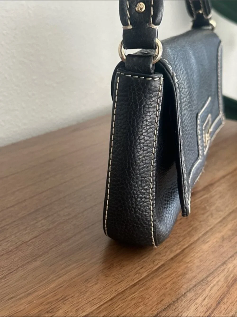 Kate Spade Leather Shoulder Bag with Contrast Stitching